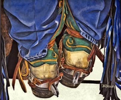 BOOT SCOOT by JK Dooley--Exceptional Cowboy Art/Watercolor/Original