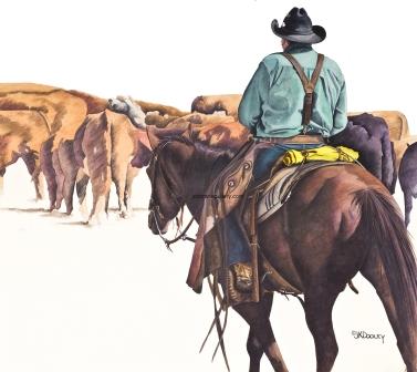 MOVE 'EM OUT by JK Dooley---Cowboy Art/Watercolor/Original